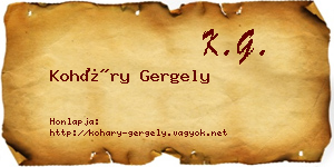 Koháry Gergely névjegykártya